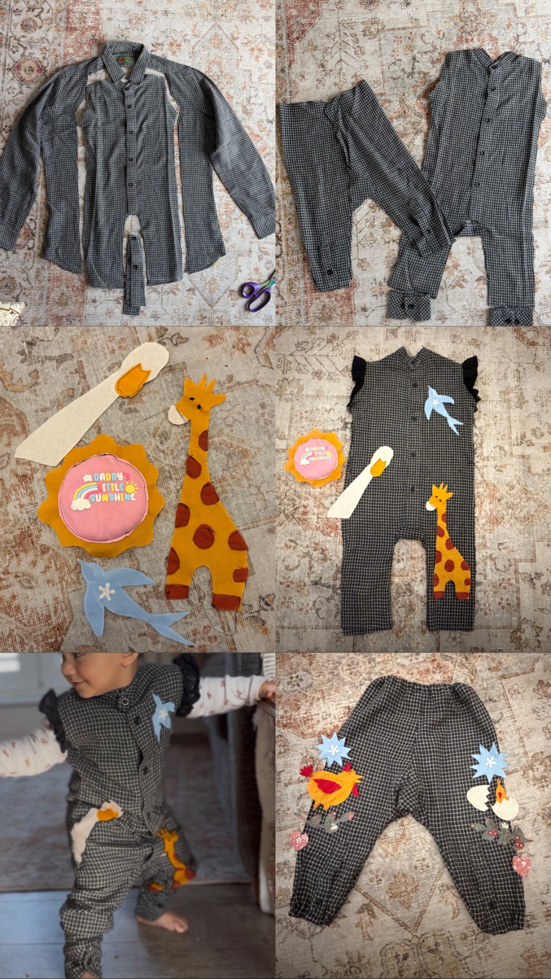 Upcycled shirt to romper commission